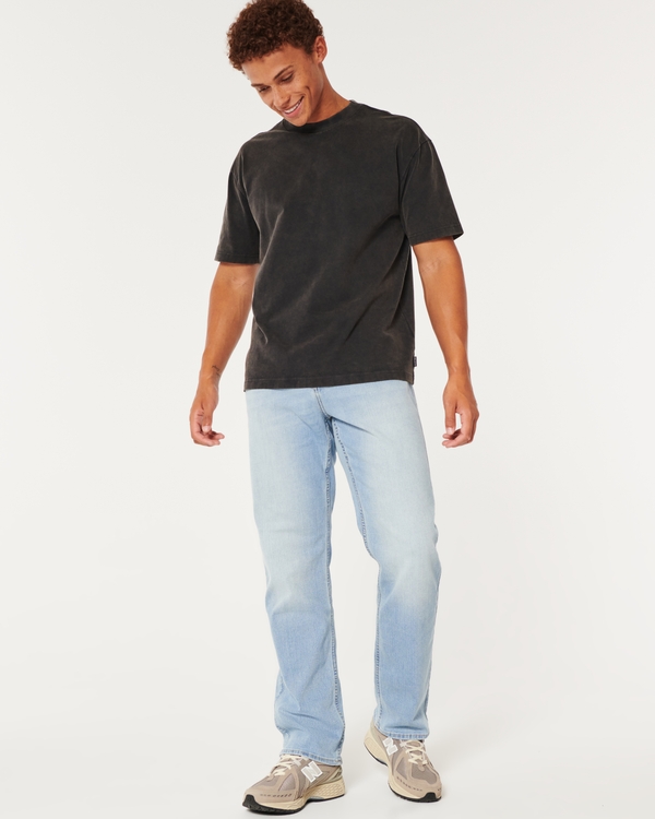 Light Wash Athletic Straight Jeans