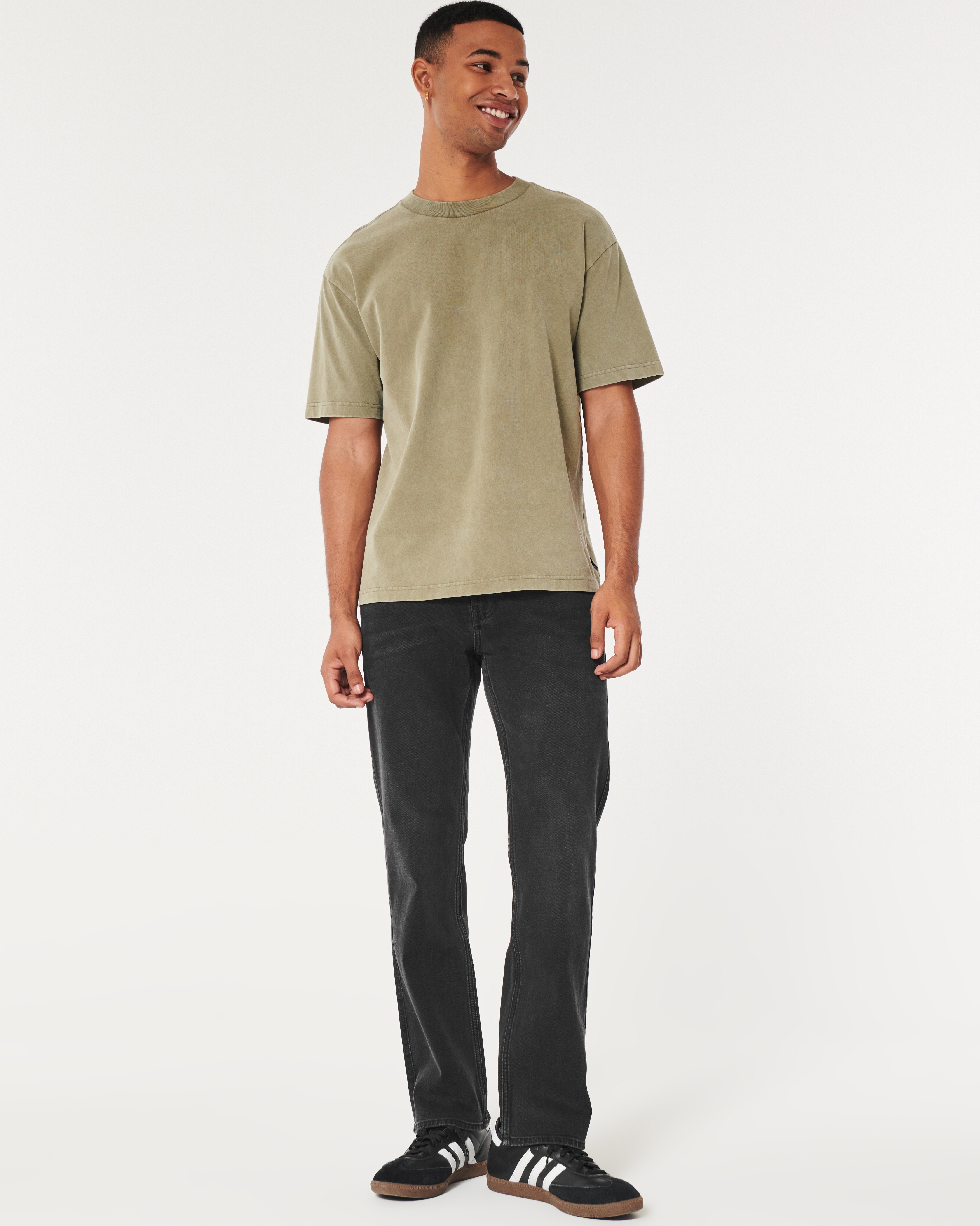 Washed Black Straight Jeans