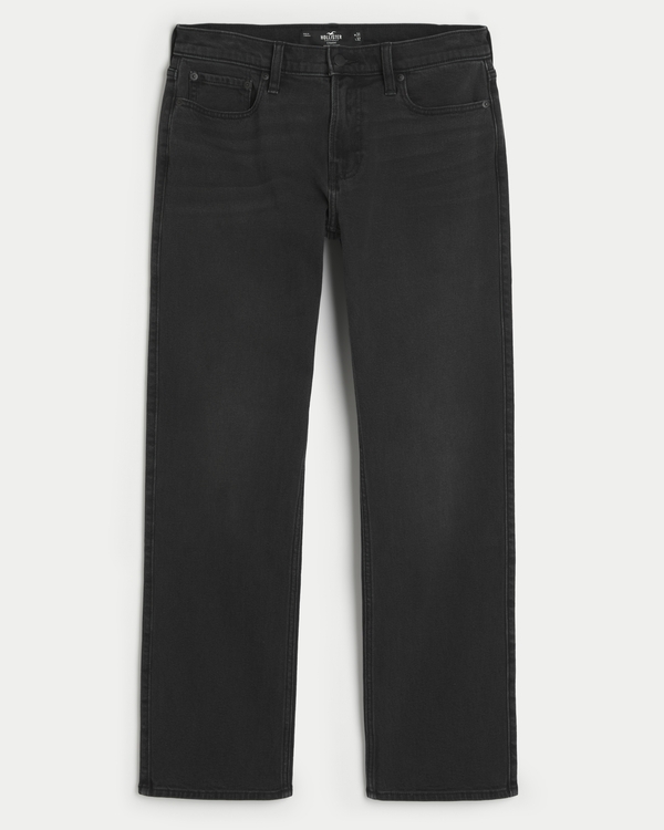 Men's Washed Black Straight Jeans | Men's Bottoms | HollisterCo.com