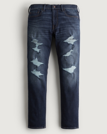 Men s Ripped Dark Wash Skinny Jeans Men s Bottoms HollisterCo