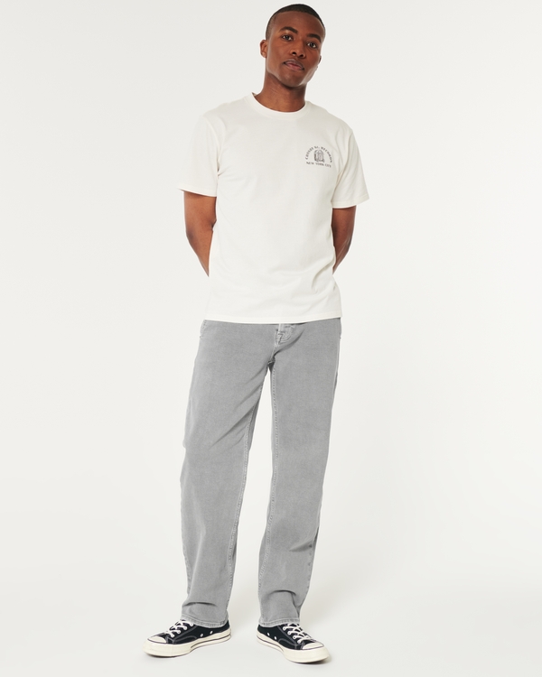 Hollister Co. HEAVYWEIGHT STRAIGHT SWEATPANTS - Tracksuit bottoms - FLAT  GREY/grey 