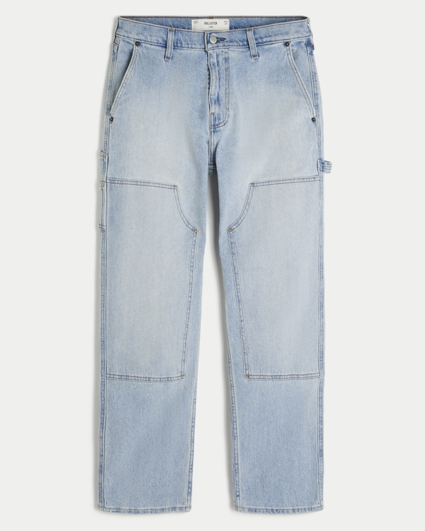 Locker geschnittene Carpenter-Jeans in heller Waschung, Helle Waschung view 1