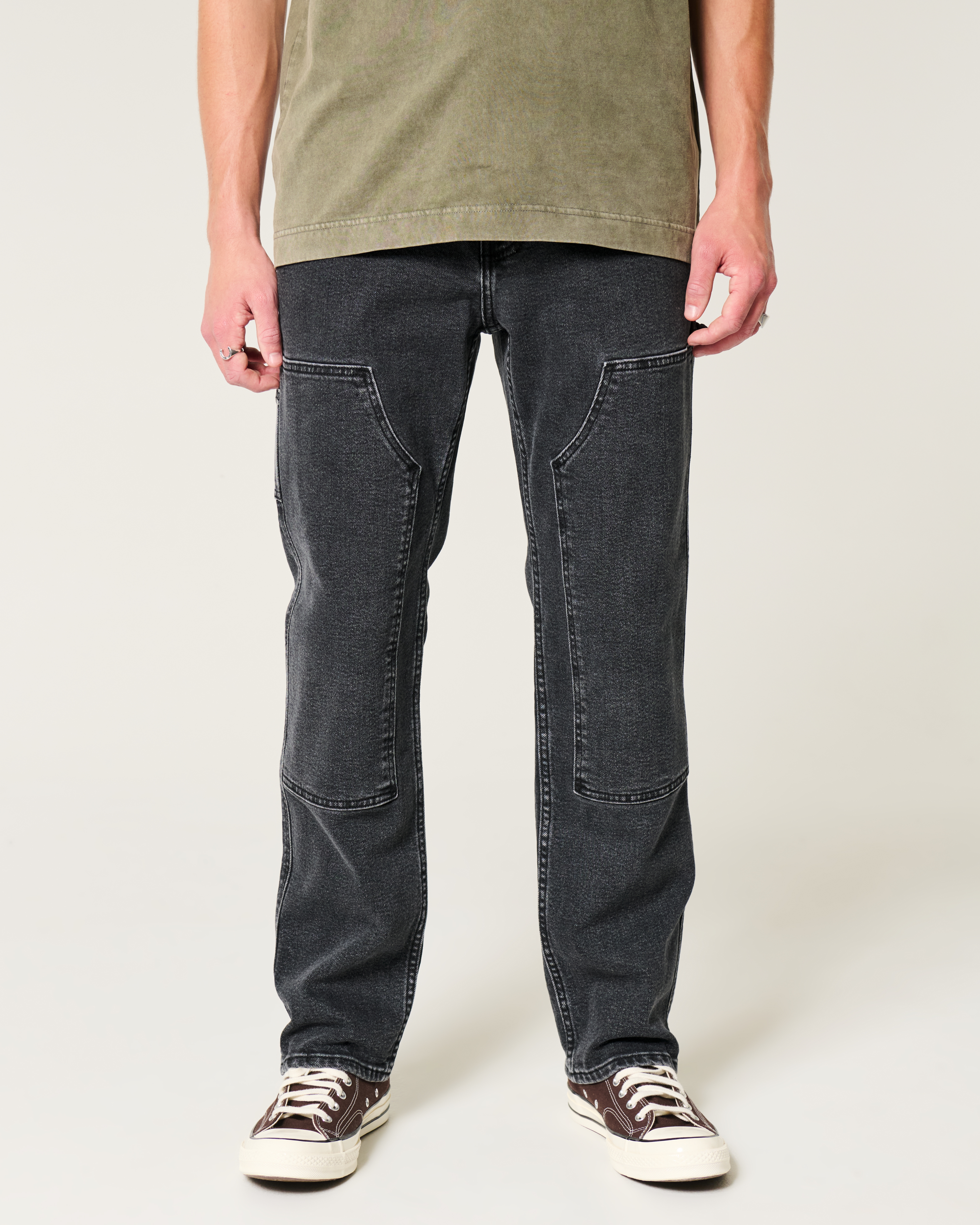 Washed Black Loose Carpenter Jeans