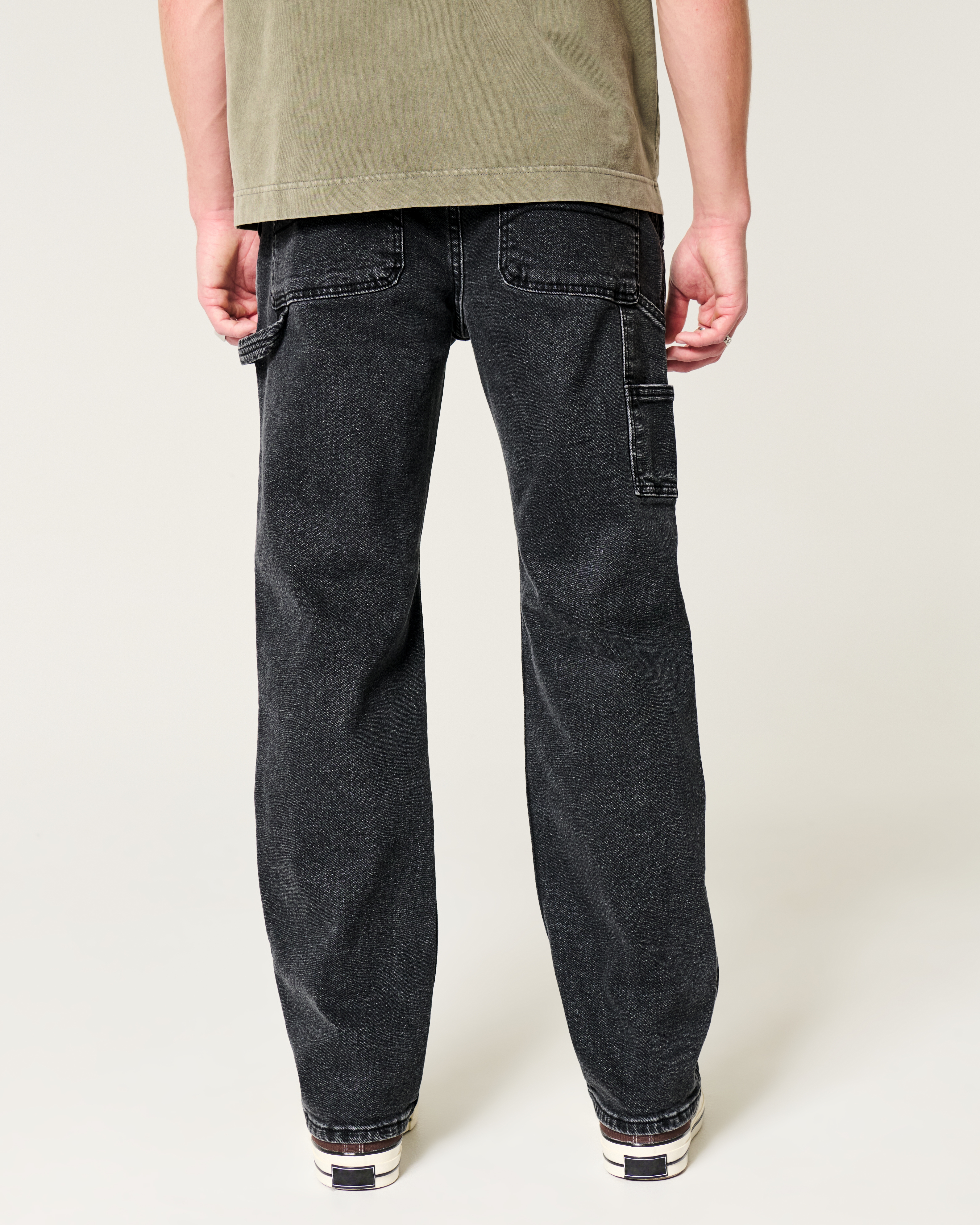 Washed Black Loose Carpenter Jeans