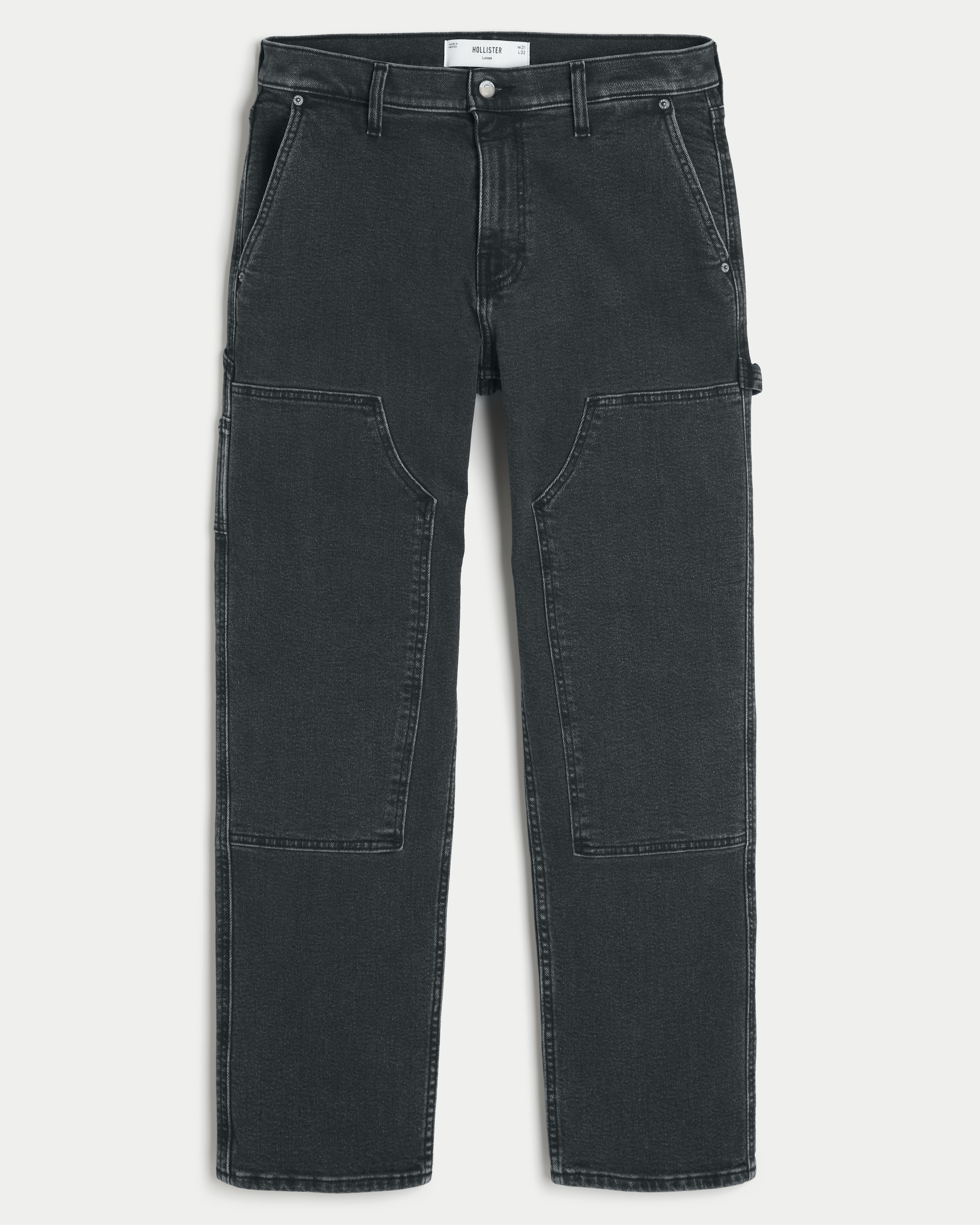 Washed Black Loose Carpenter Jeans