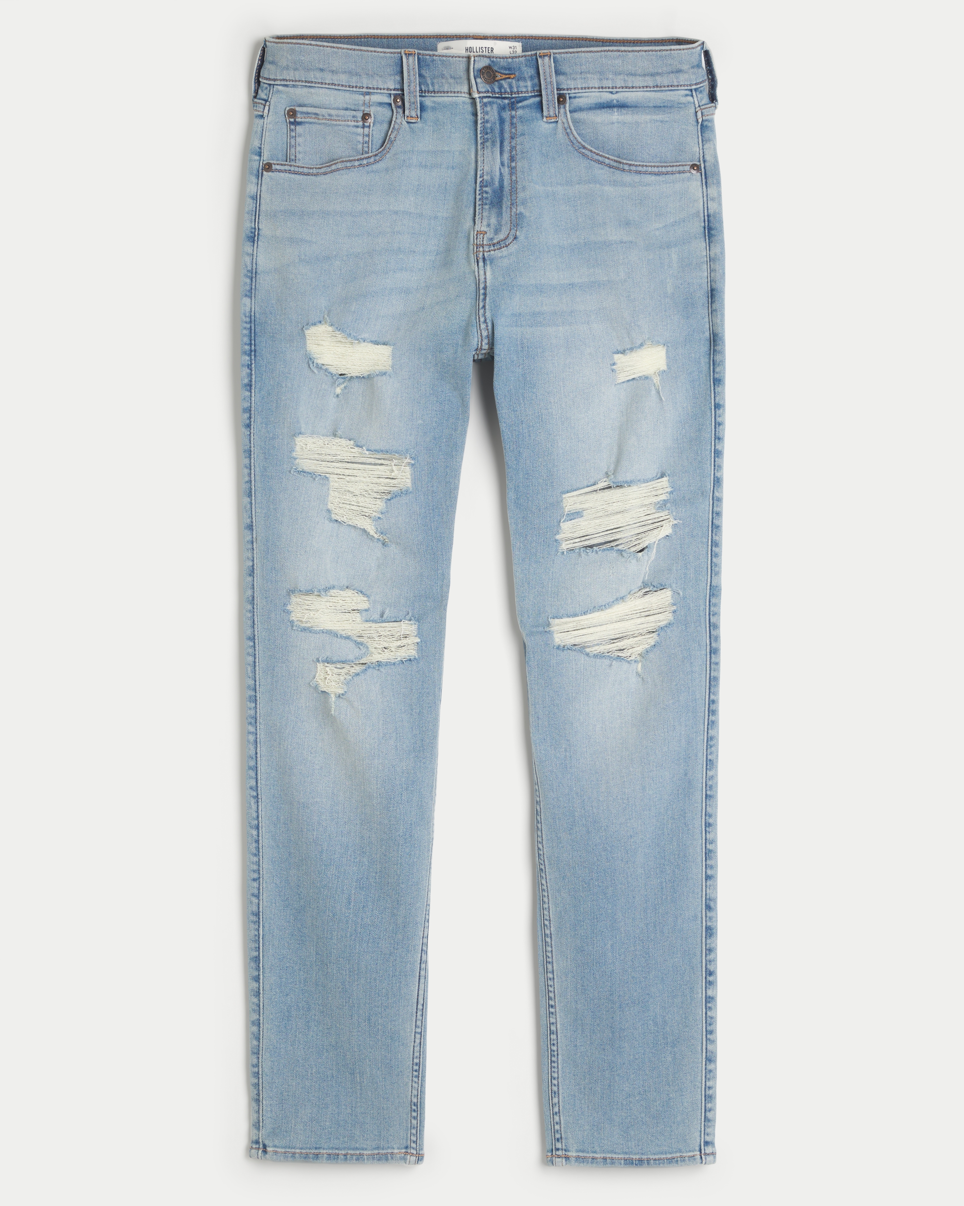 Ripped Light Wash Athletic Skinny Jeans