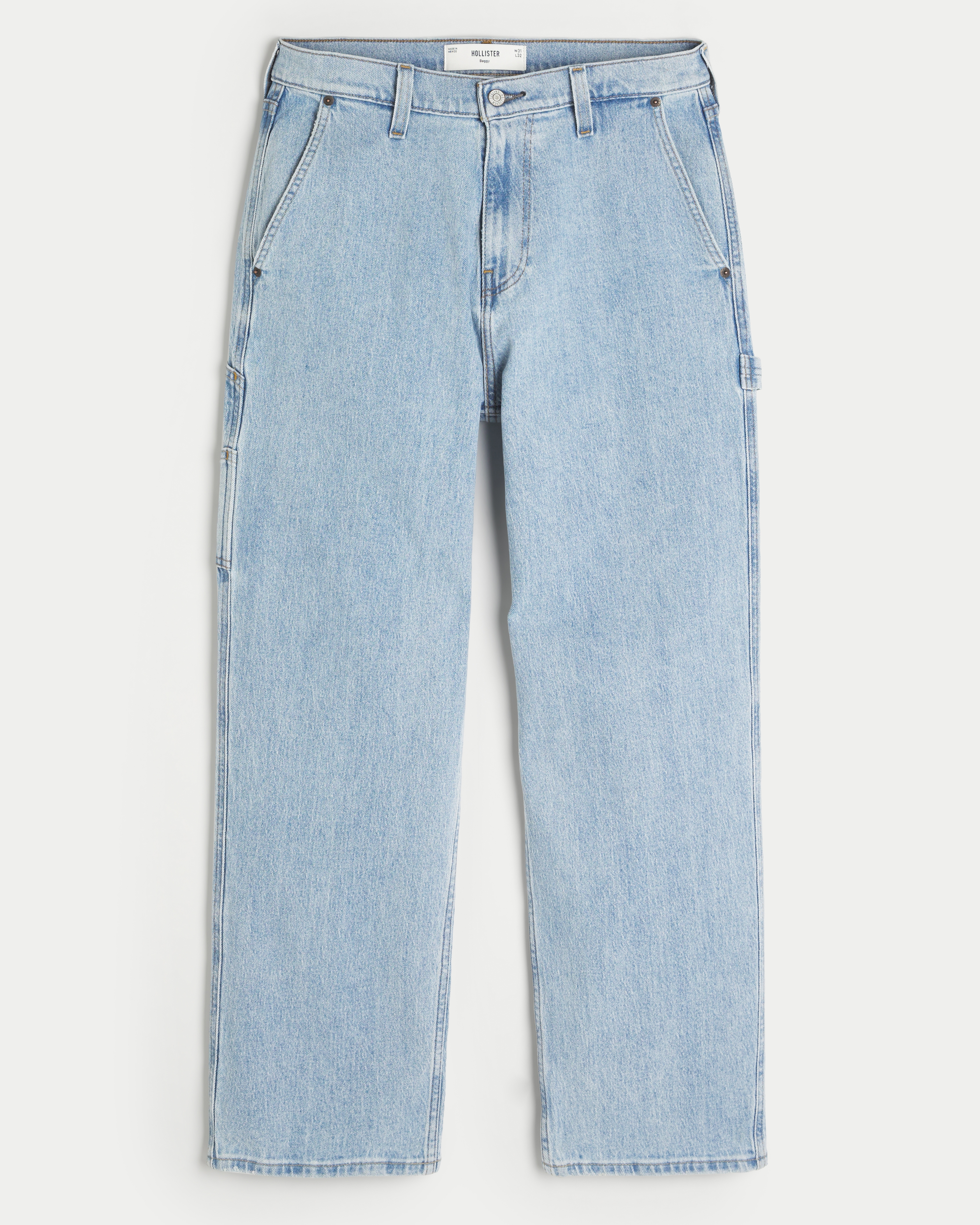 Men s Ripped Light Wash Baggy Jeans Men s Bottoms HollisterCo