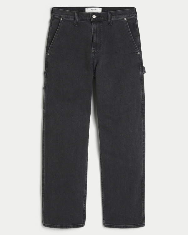 Black Baggy Carpenter Jeans, Washed Black Carpenter