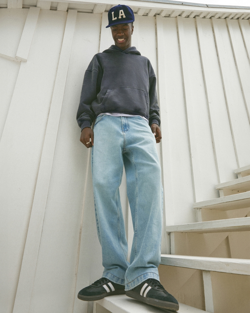 Men's Light Wash Baggy Jeans Men's Bottoms