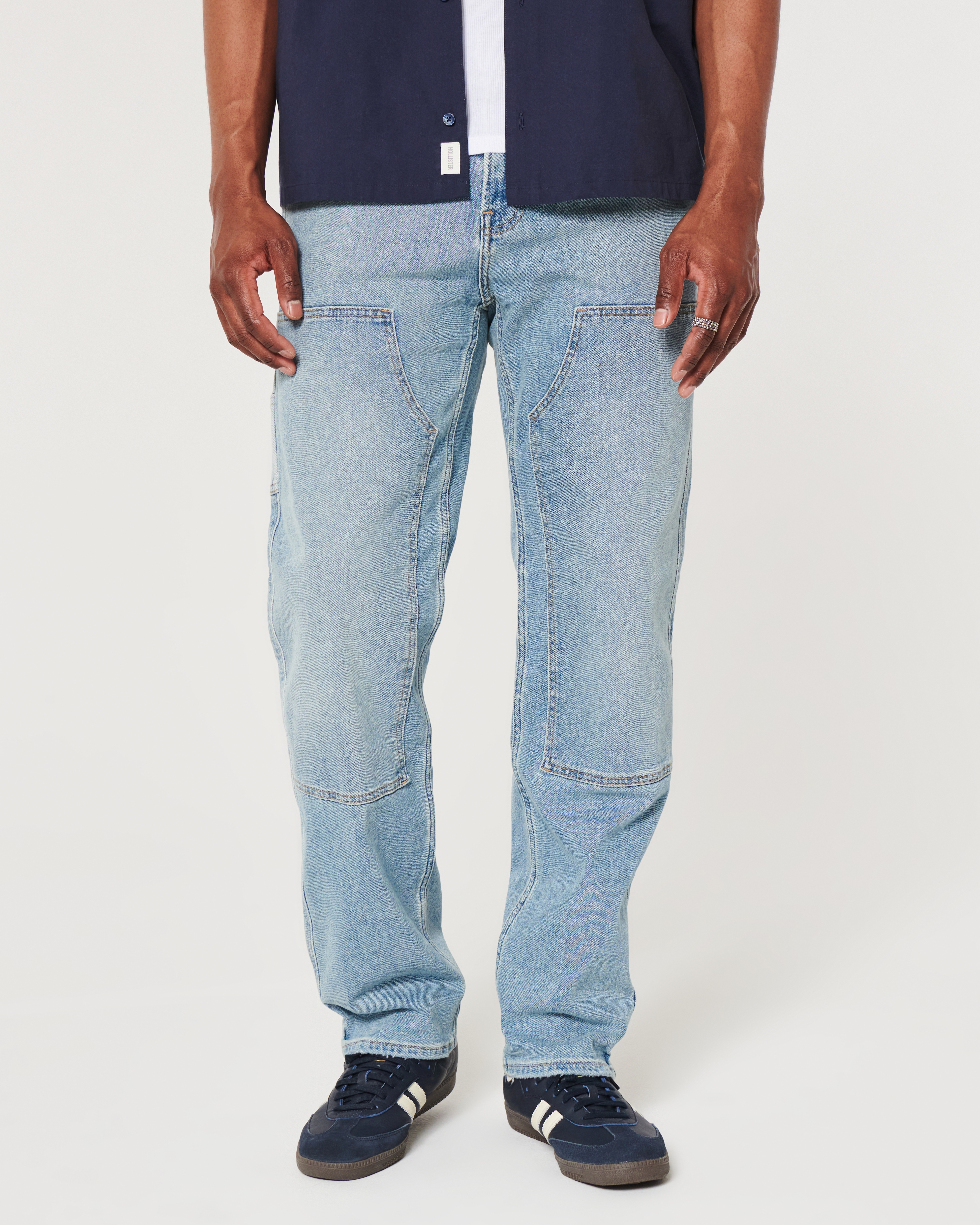 Men's Loose Medium Wash Carpenter Jeans | Men's Clearance