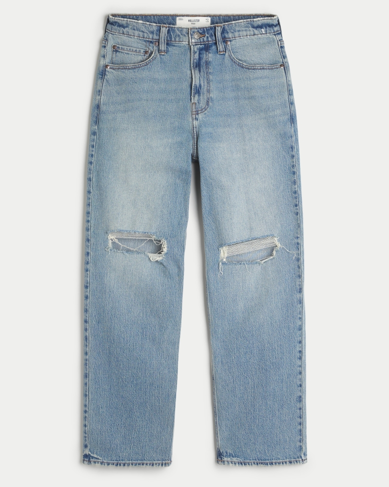Hollister light wash ripped jeans best sale