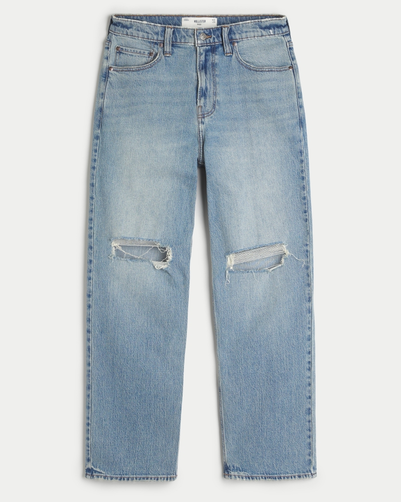 Hollister light wash ripped jeans best sale