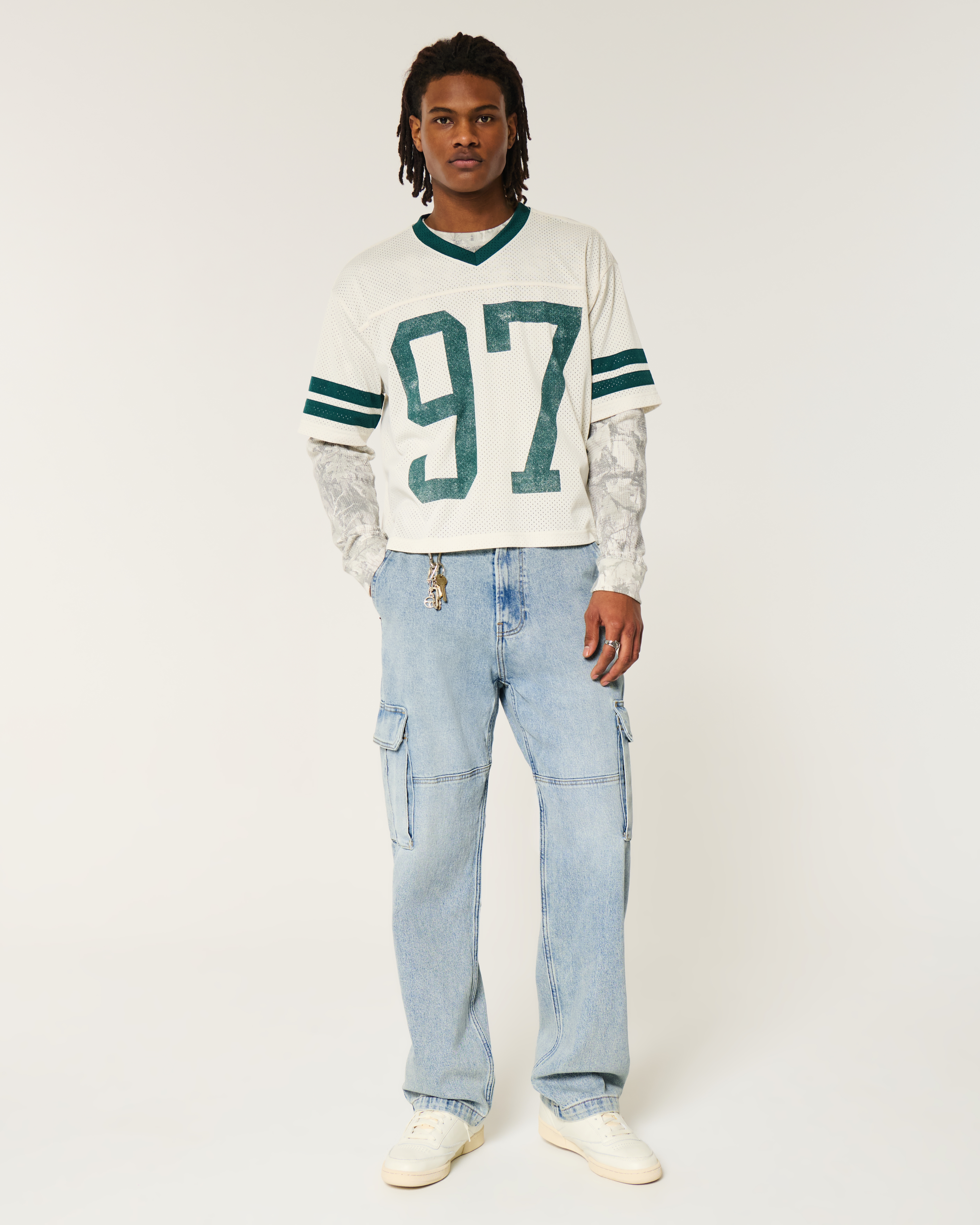 Light Wash Baggy Cargo Jeans