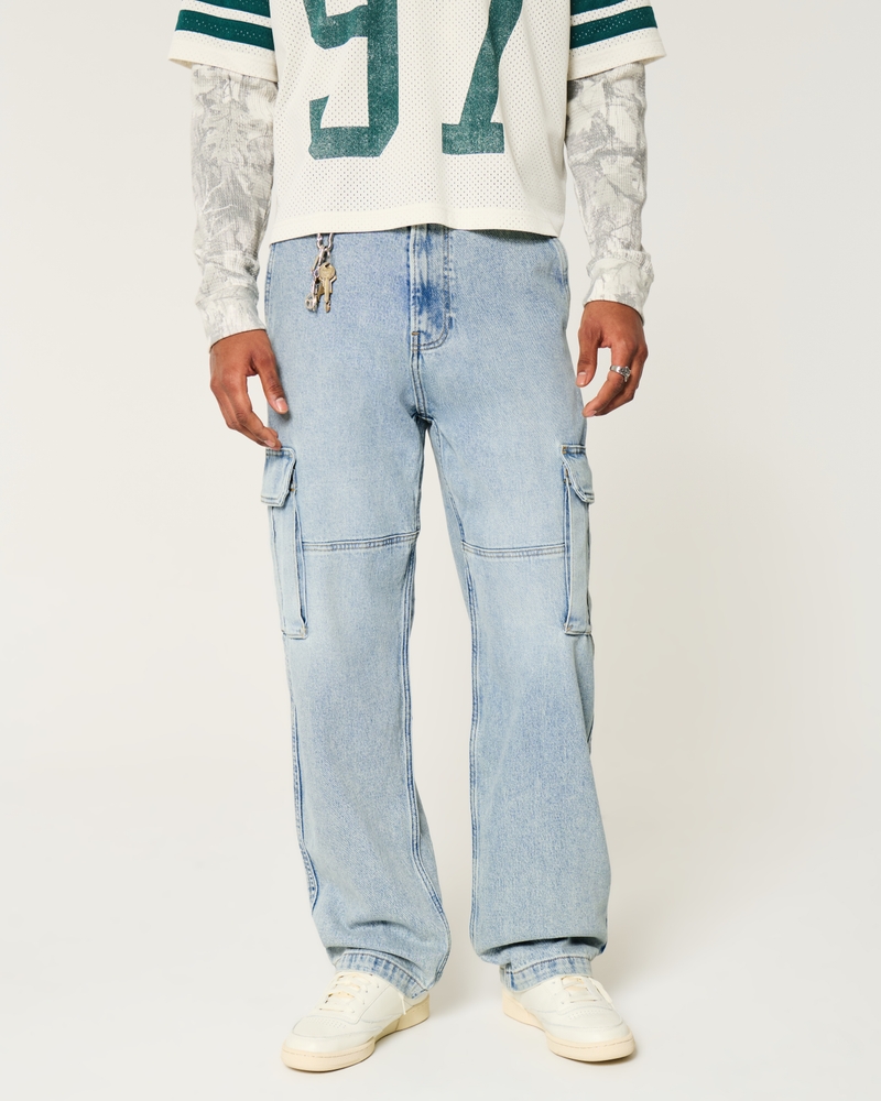 Light Wash Baggy Cargo Jeans