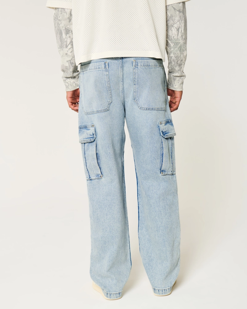 Light Wash Baggy Cargo Jeans