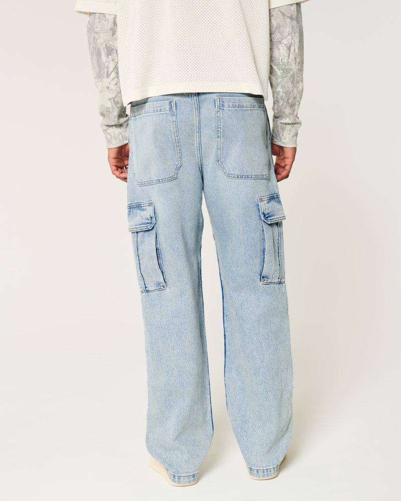 Light Wash Baggy Cargo Jeans