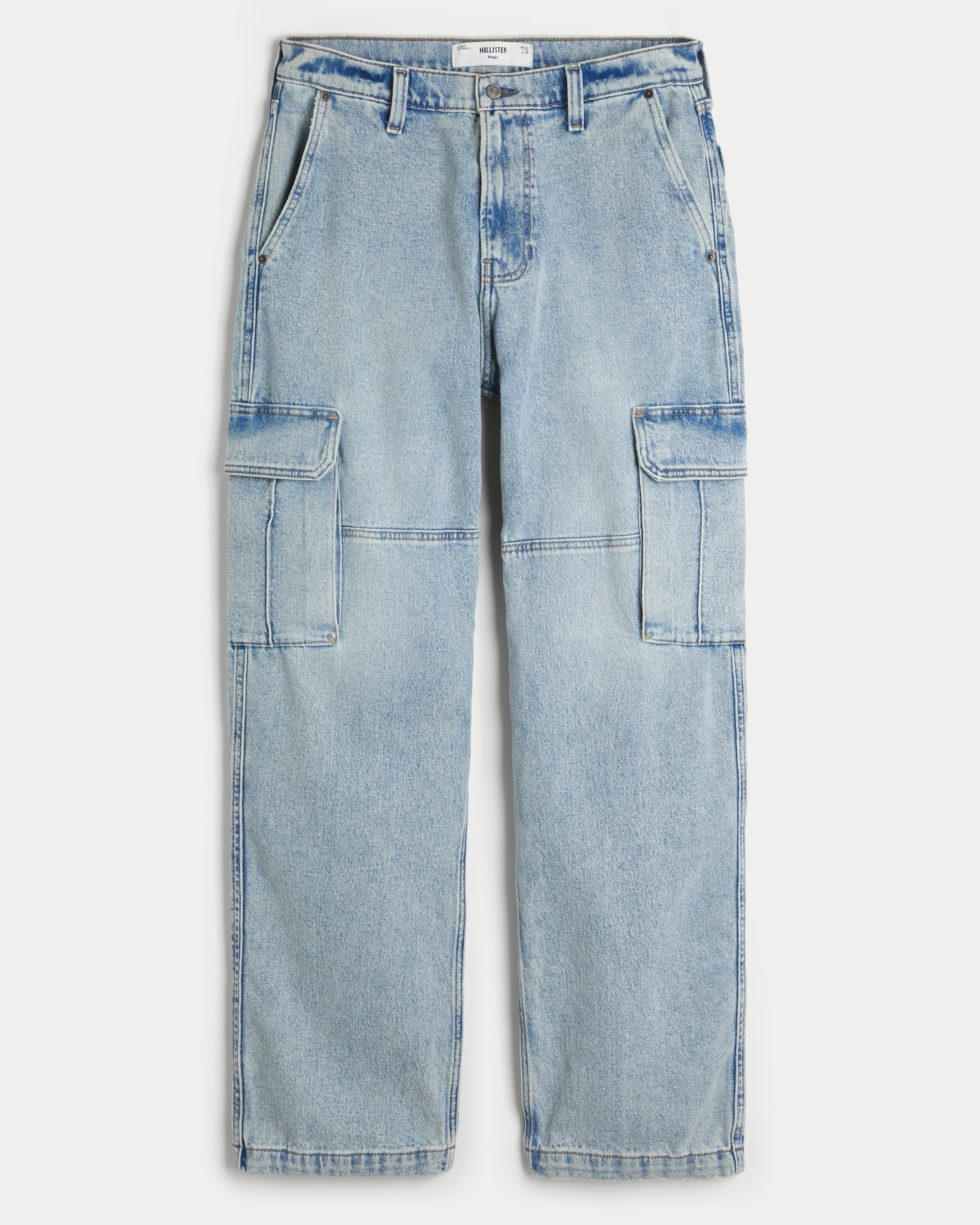 Light Wash Baggy Cargo Jeans