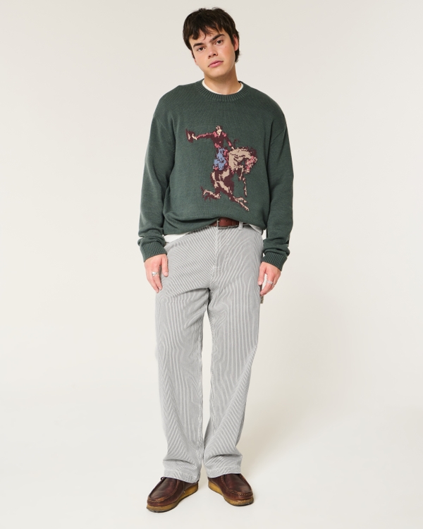 Railroad Stripe Baggy Painter Jeans, Navy Stripe view 1