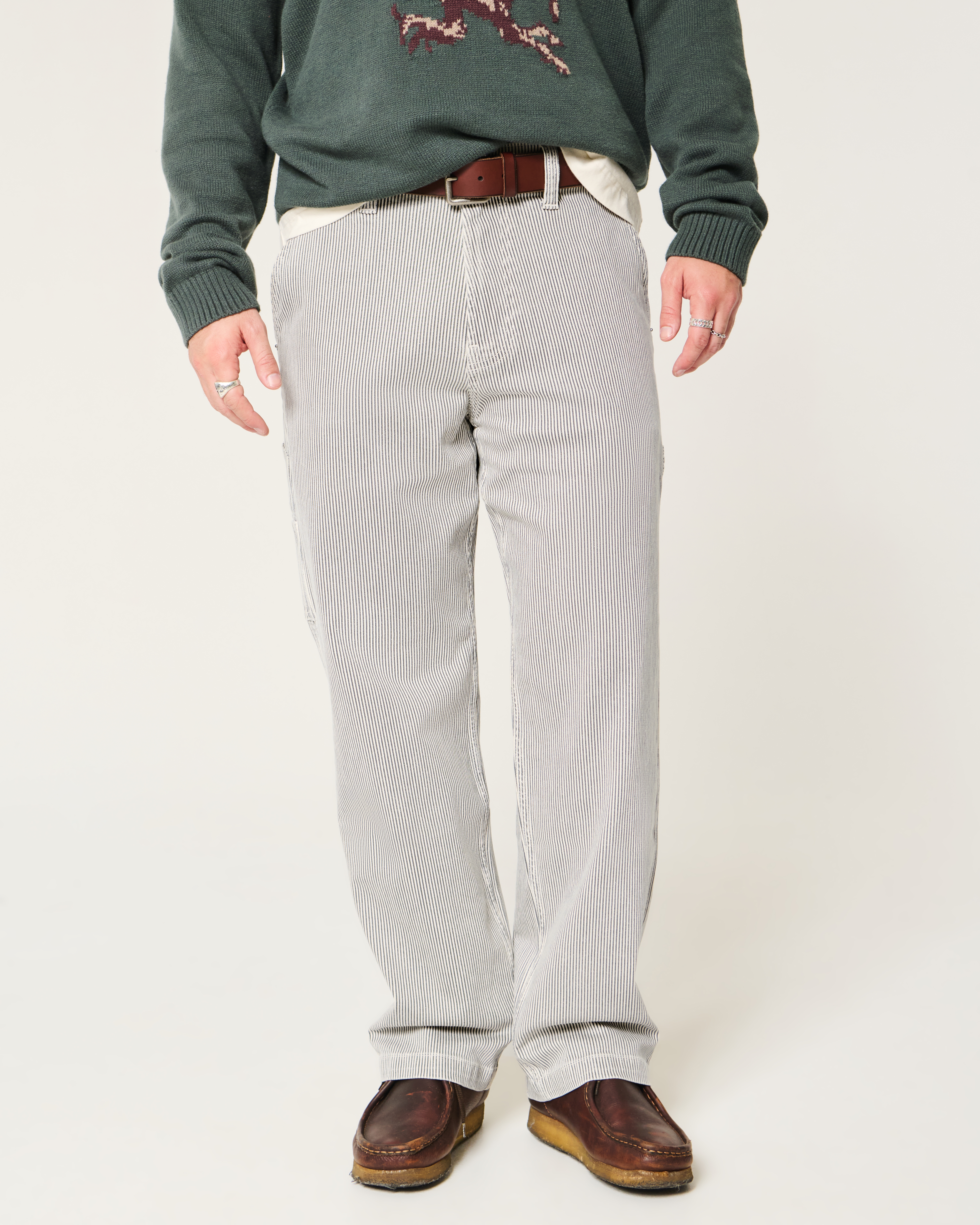 Railroad Stripe Baggy Painter Jeans