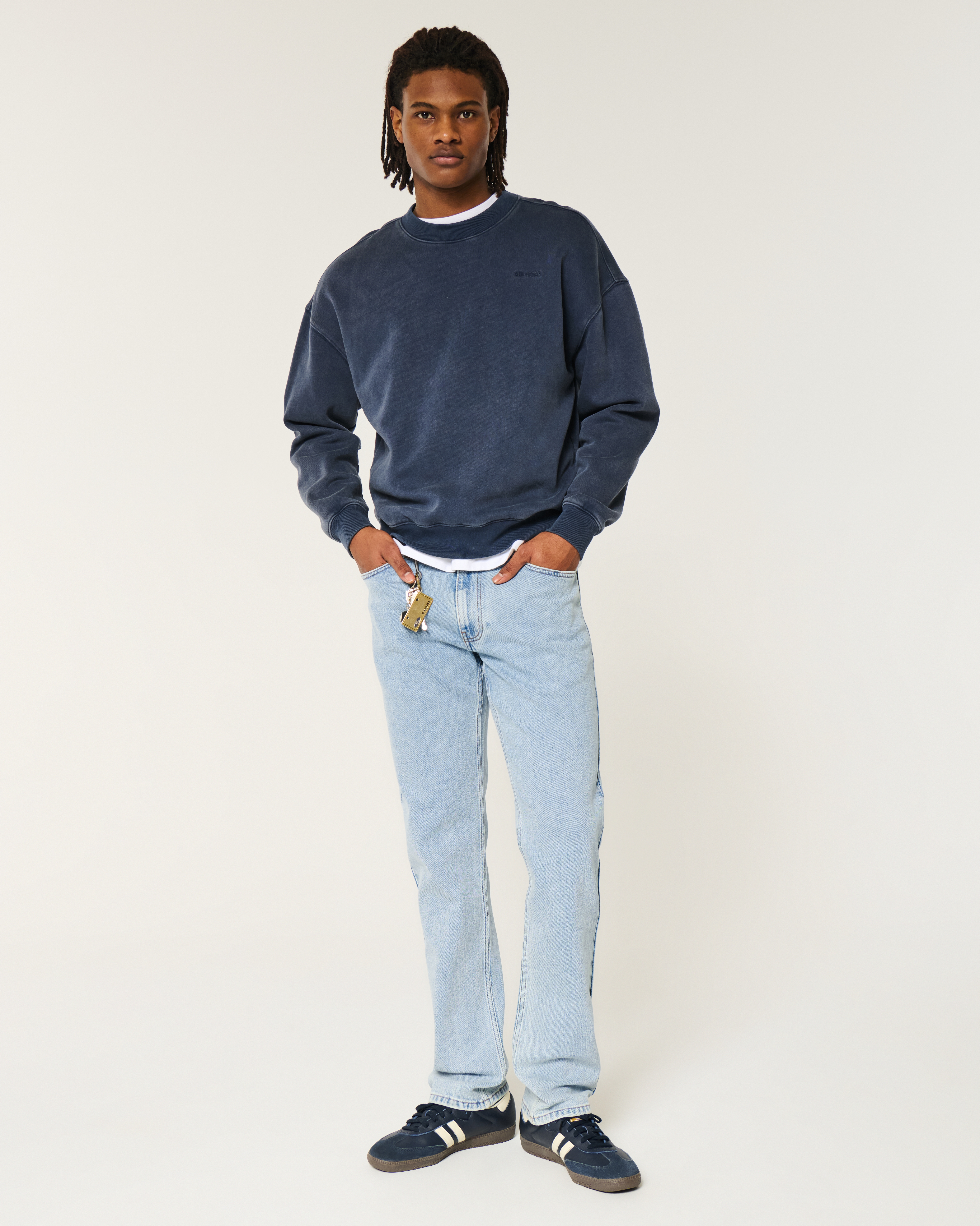 Light Wash Slim Straight Jeans