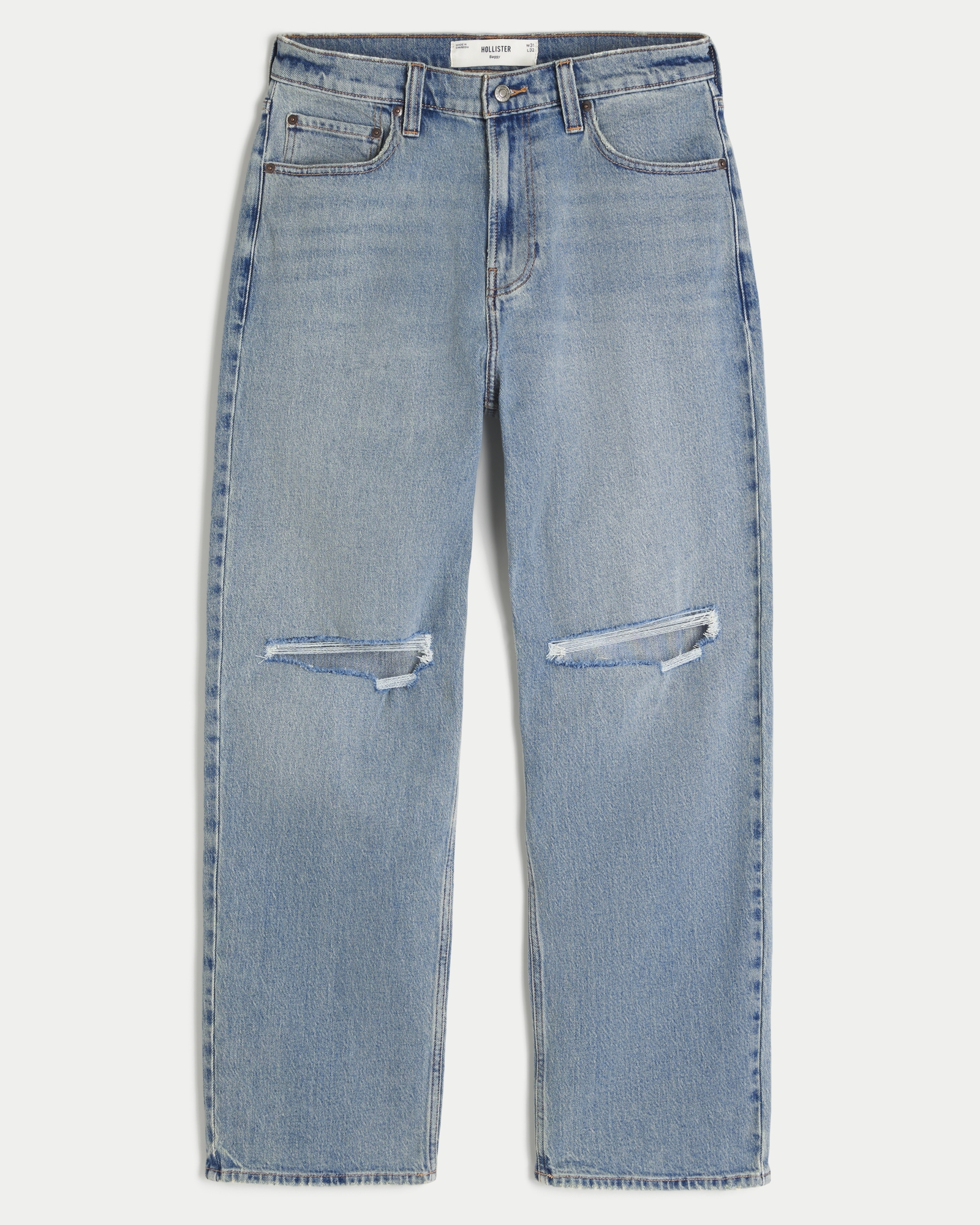 Men's Medium Wash Baggy Jeans | Men's Bottoms | HollisterCo.com