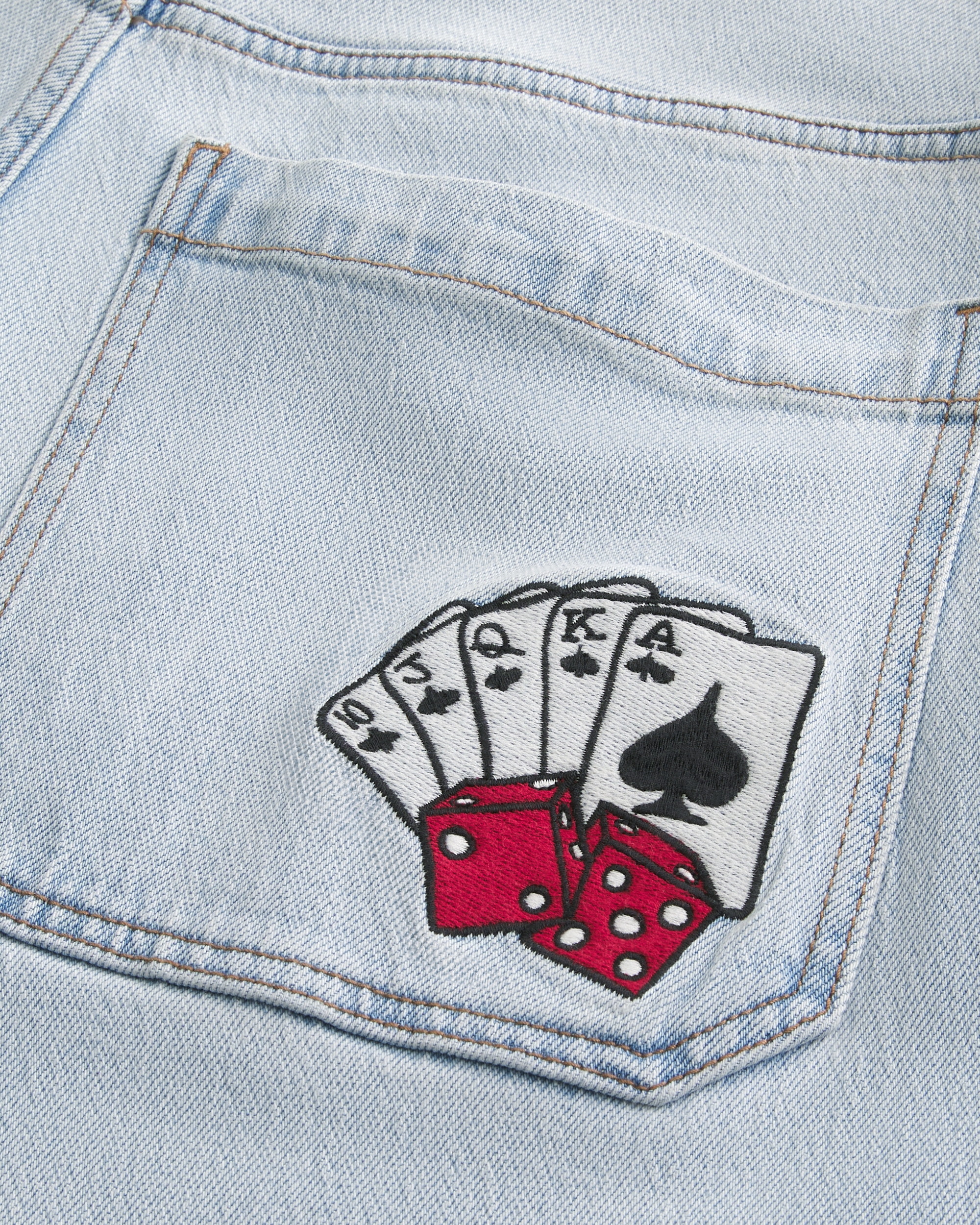 Light Wash Playing Cards Graphic Super Baggy Jeans