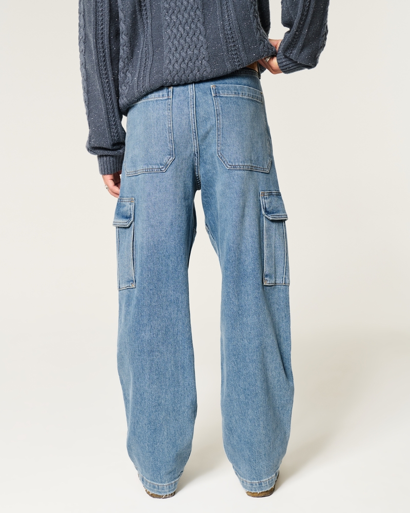 Medium Wash Baggy Cargo Jeans
