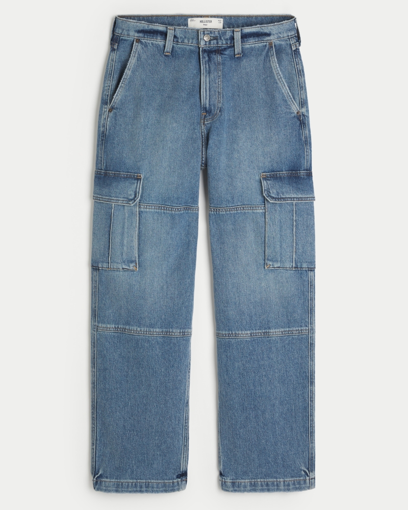 Medium Wash Baggy Cargo Jeans