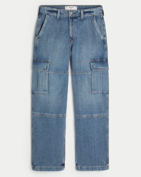 Baggy Cargo Jeans in mittlerer Waschung, Mittlere Waschung view 1