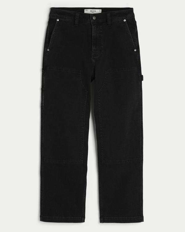 Schwarze Carpenter-Jeans in Baggy Fit, Schwarze Waschung view 1