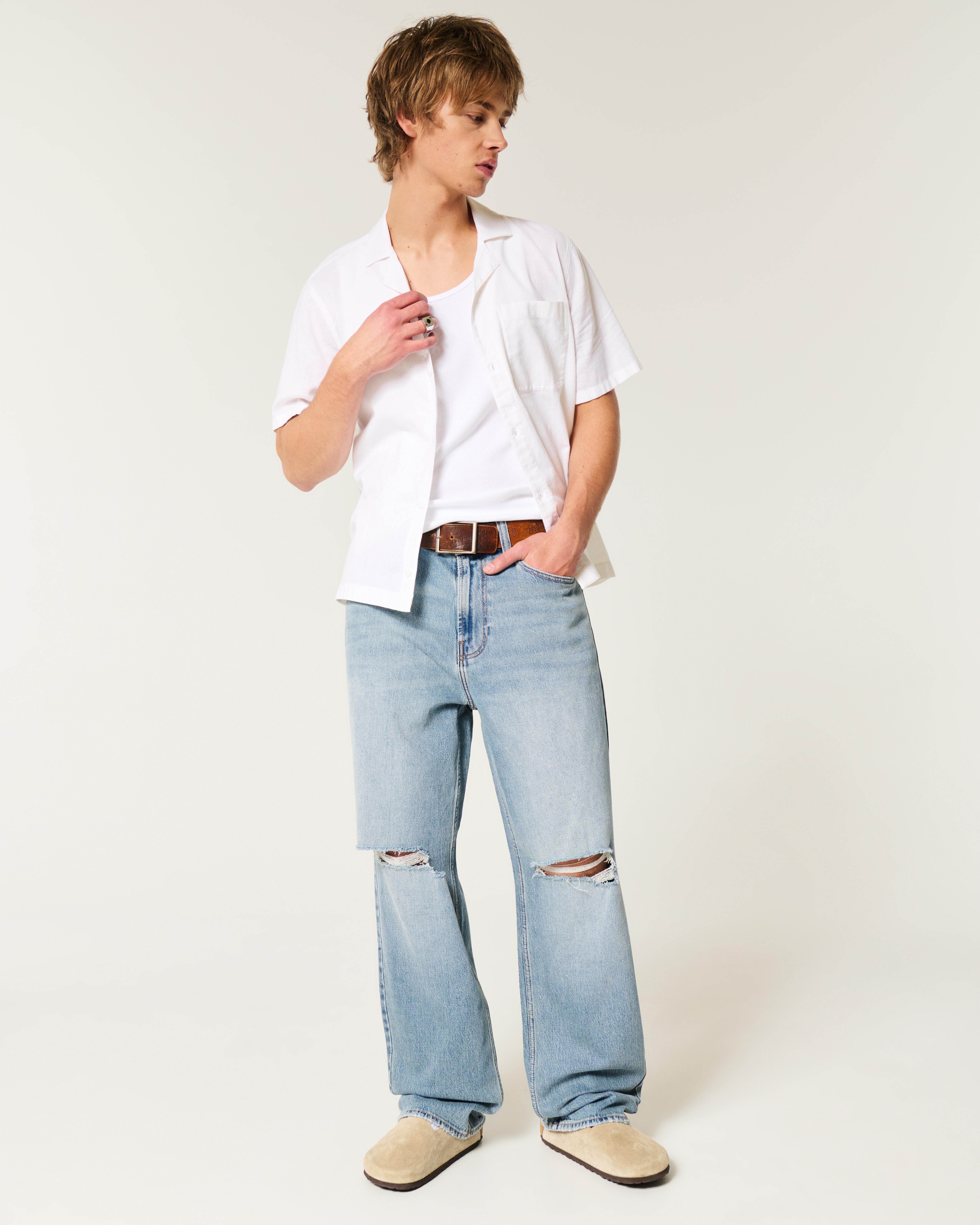 Ripped Medium Wash Baggy Jeans