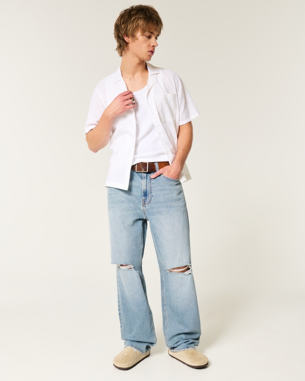 Ripped Medium Wash Baggy Jeans, Ripped Medium view 1