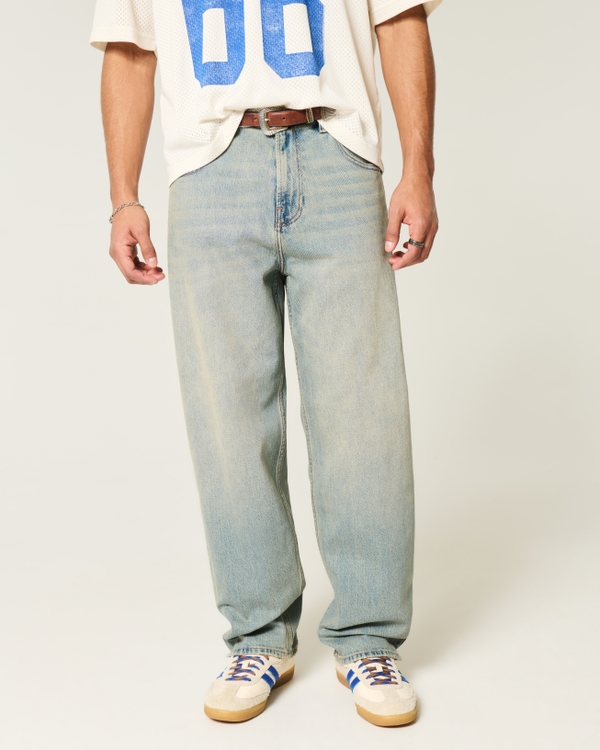 Light Wash Embroidered Dice Baggy Skater Jeans