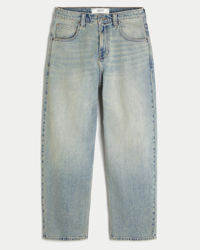 Men's Light Wash Embroidered Dice Skater Baggy Jeans | Men's