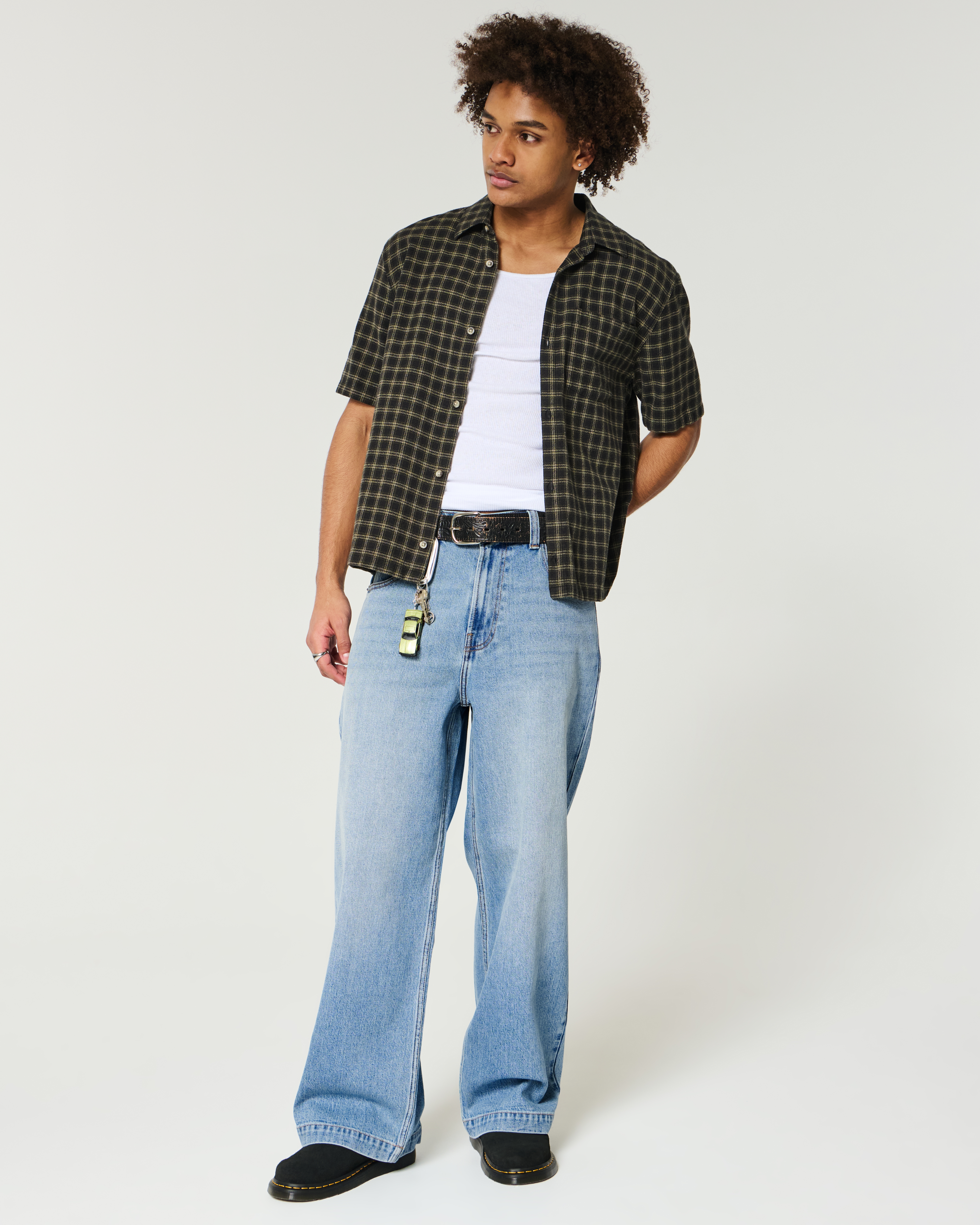Medium Wash Wolf Graphic Super Baggy Jeans