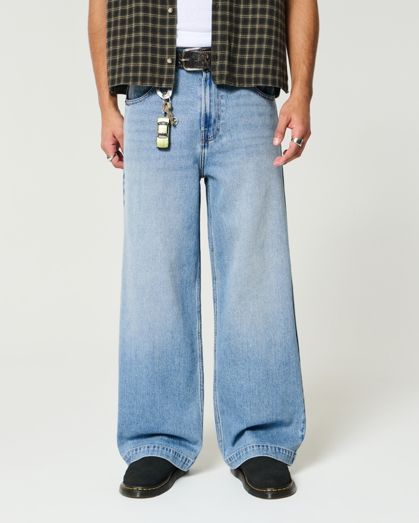Medium Wash Wolf Graphic Super Baggy Jeans, Medium view 2
