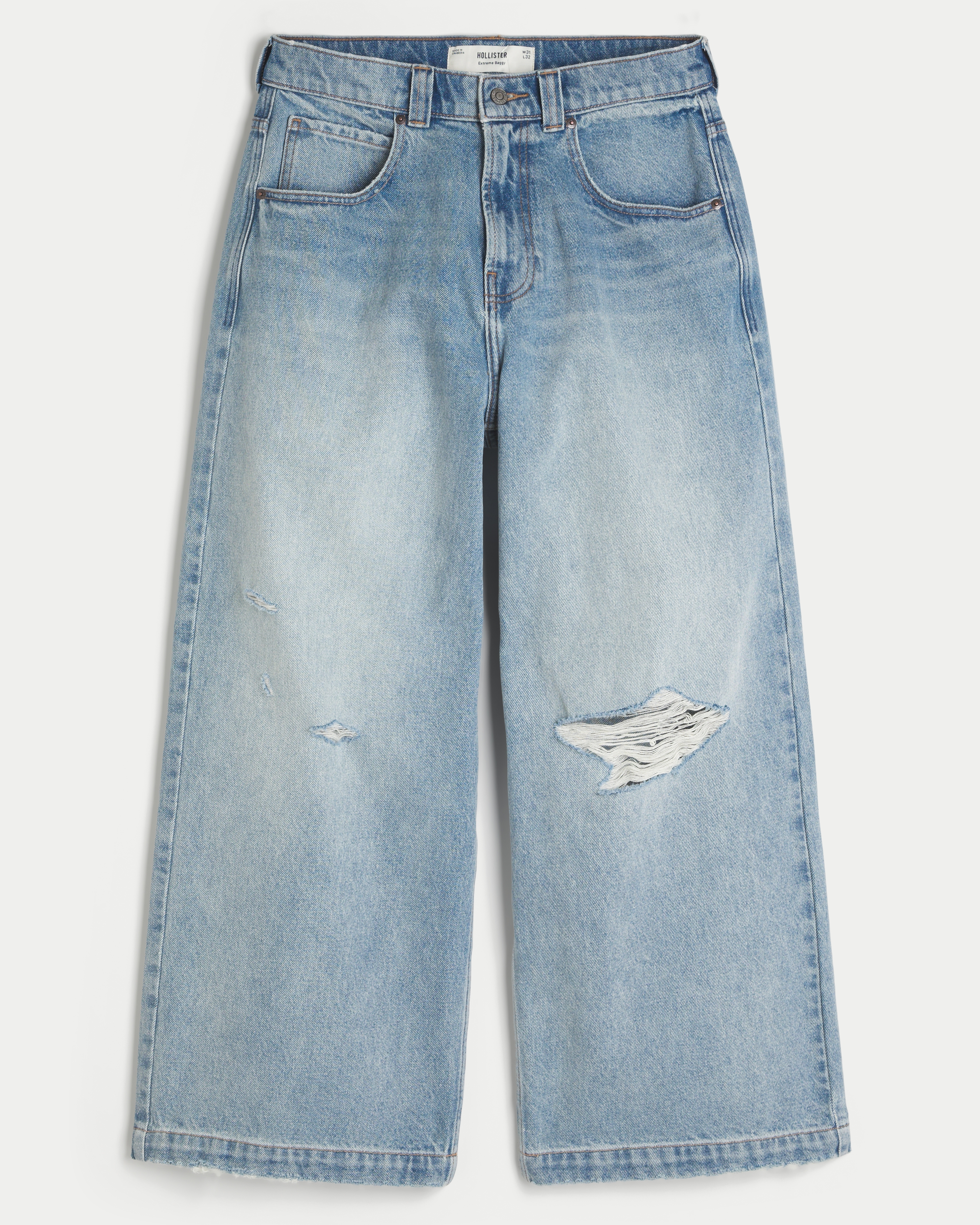 Ripped Light Wash Extreme Baggy Jeans
