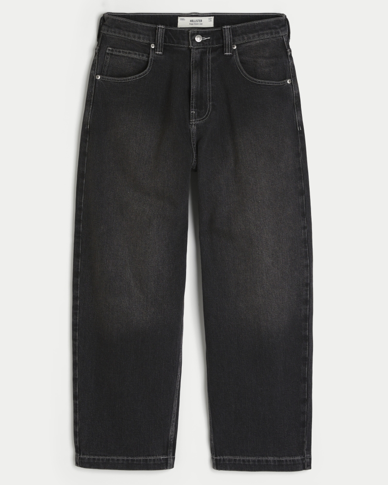 Washed Black Embroidered Snake Baggy Skater Jeans