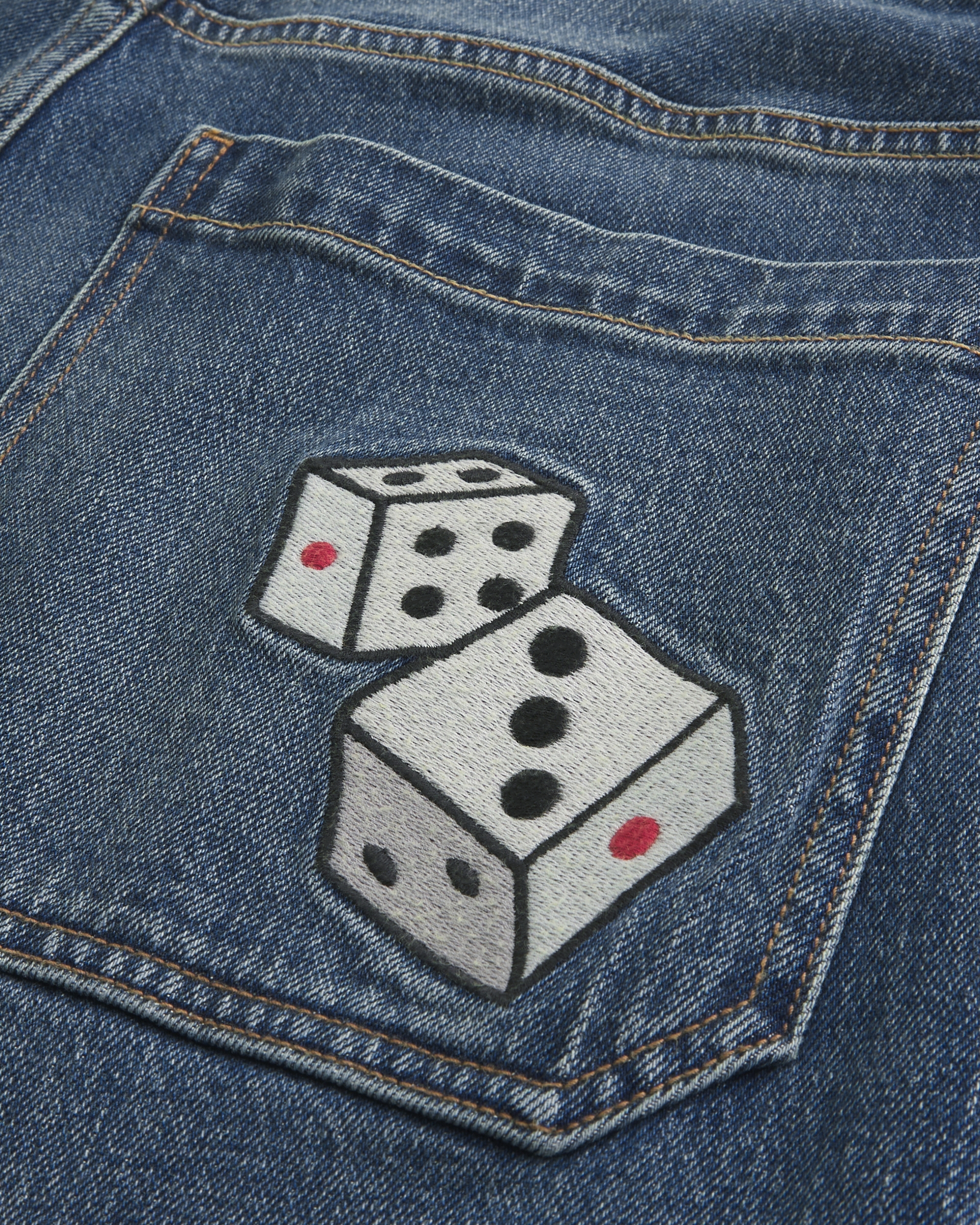 Dark Wash Dice Graphic Super Baggy Jeans