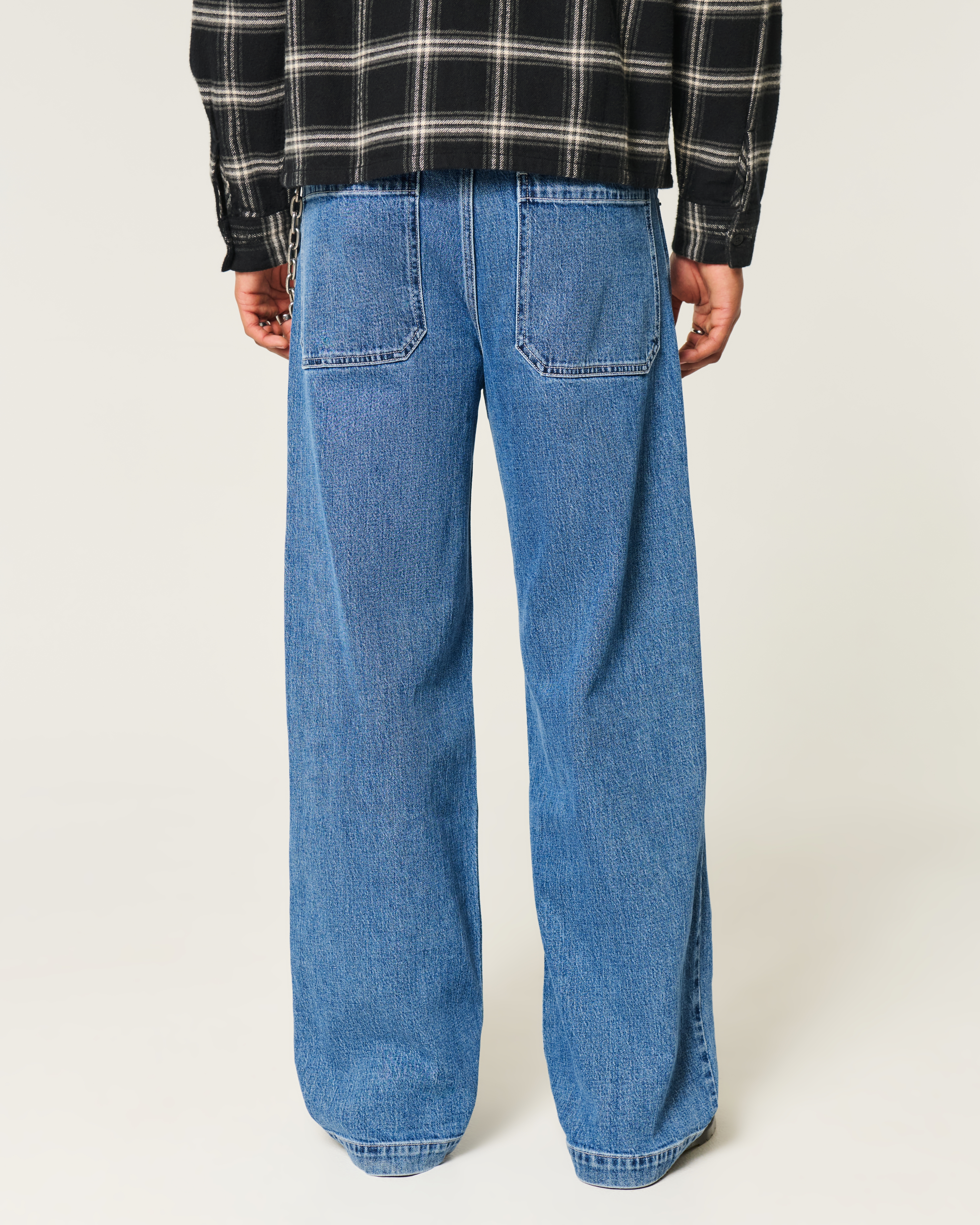 Men's Medium Wash NYC Graphic Super Baggy Jeans | Men's