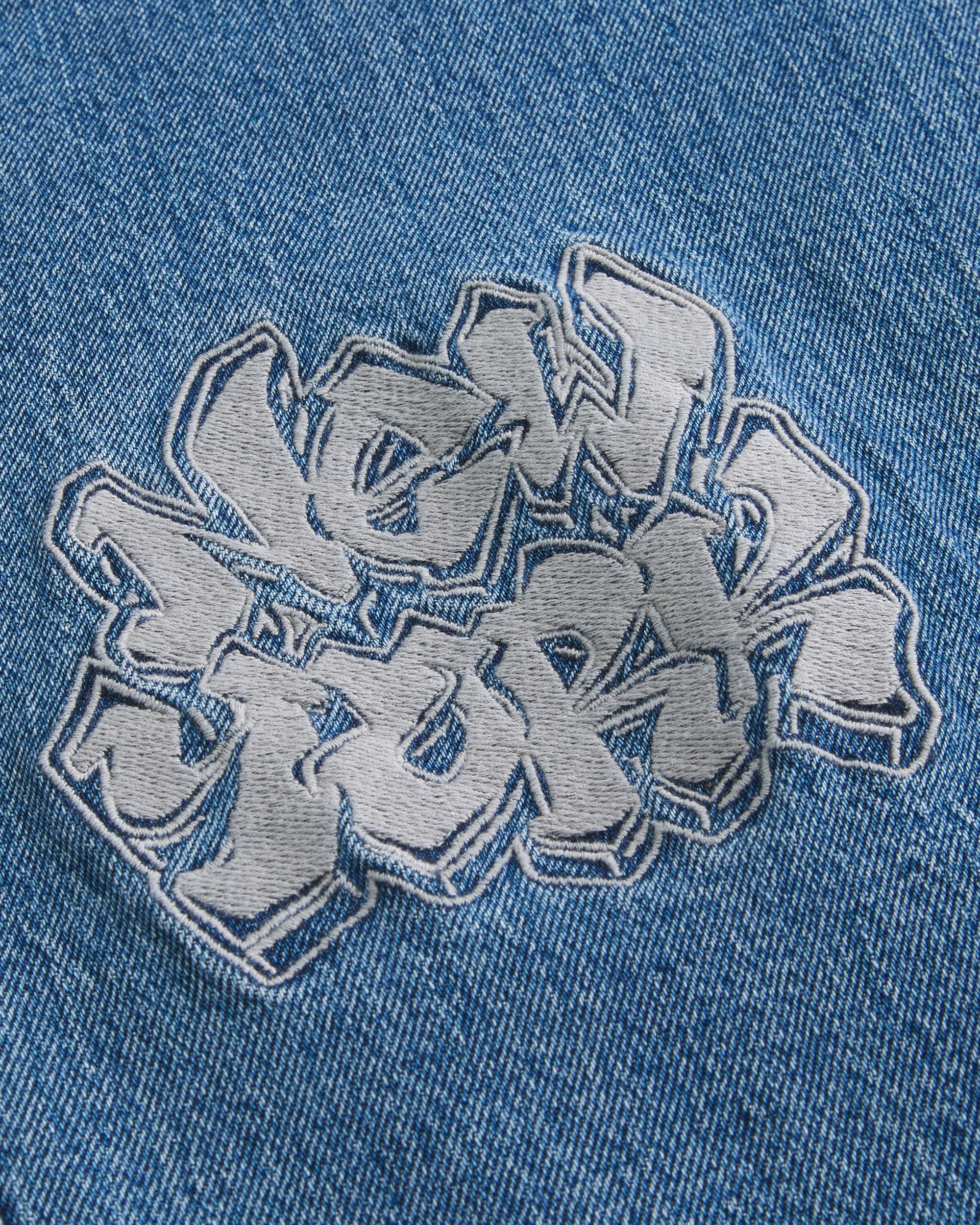 Medium Wash NYC Graphic Super Baggy Jeans