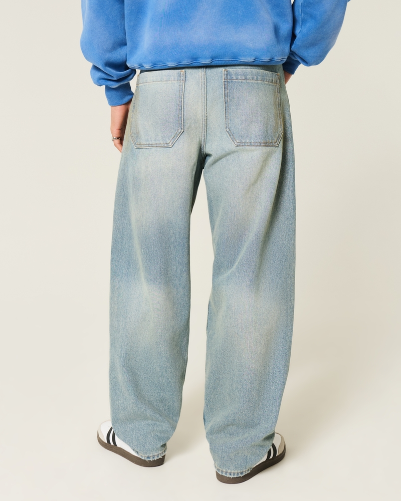 Greased Medium Wash Baggy Skater Jeans