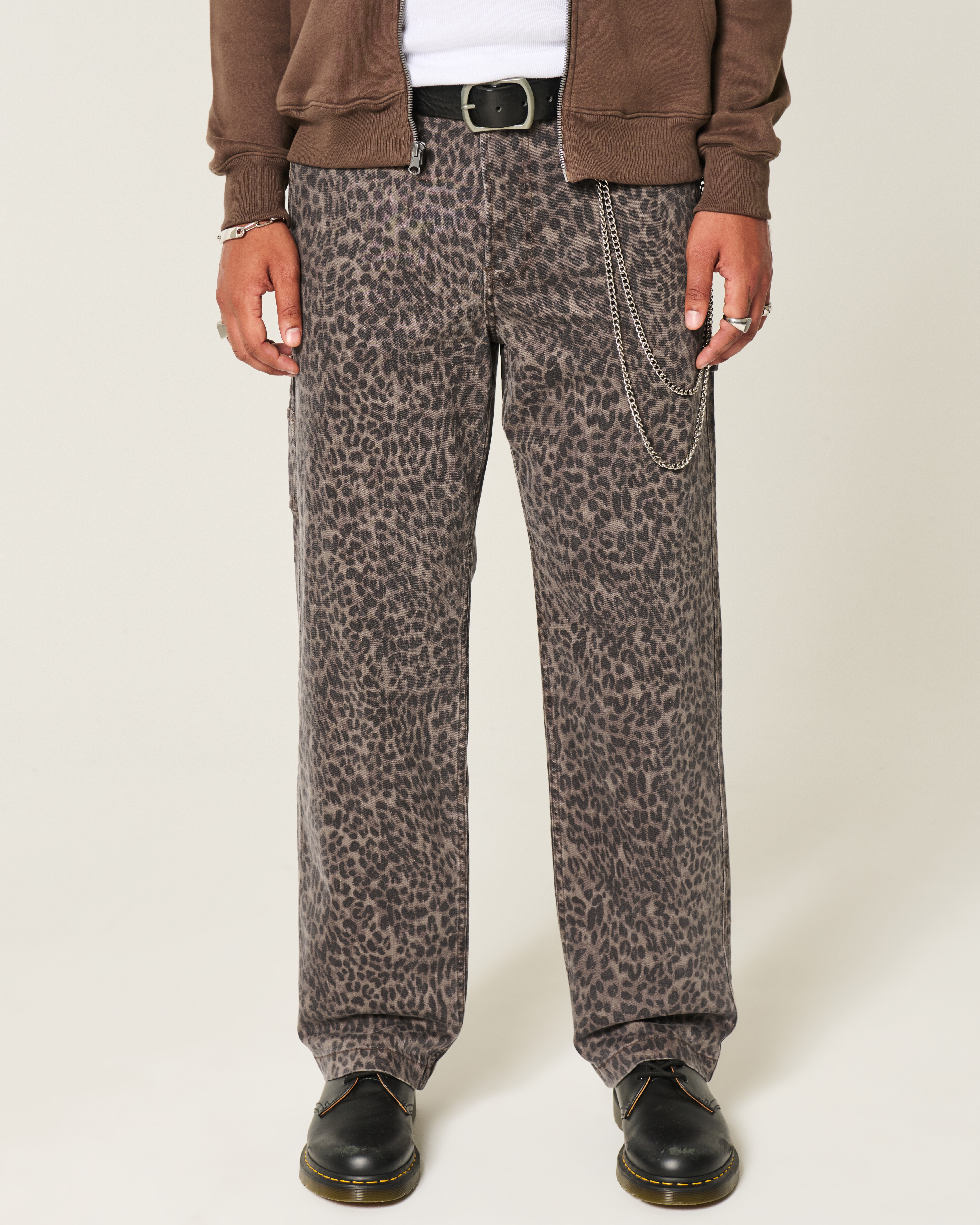 Leopard Print Baggy Painter Jeans