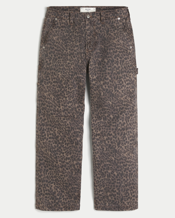 Leopard Print Baggy Painter Jeans