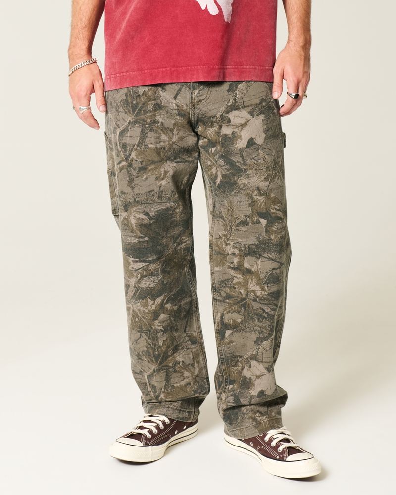Baggy schildersjeans met camouflageprint