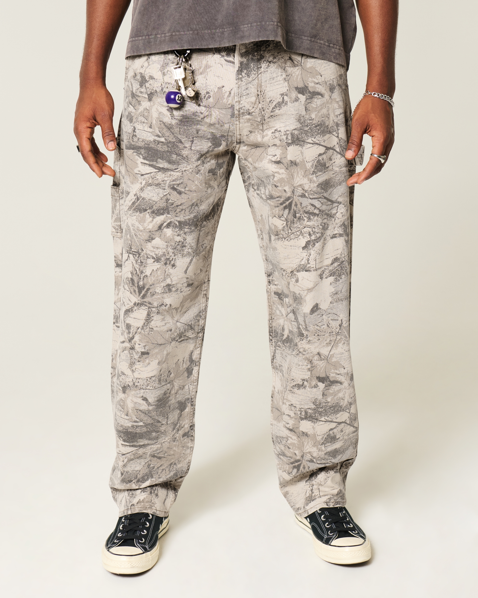 Men's Camo Skater Baggy Painter Jeans in Tan Camo Size 33 X 32 from Hollister