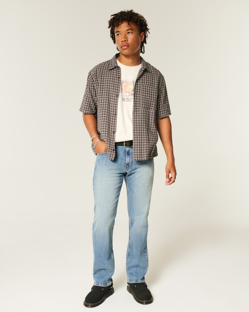 Medium Wash Straight Jeans-medium