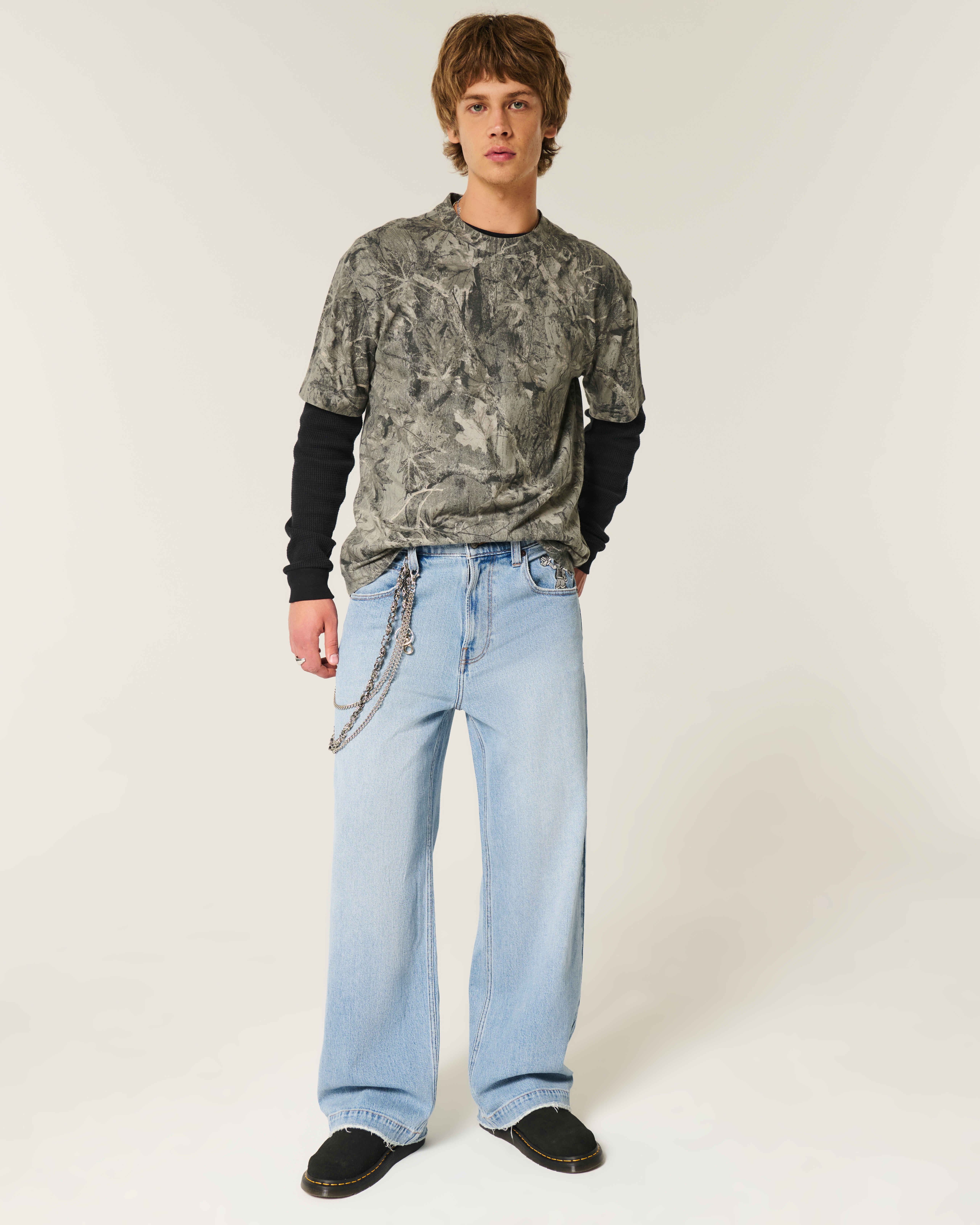 Light Wash Astronaut Graphic Super Baggy Jeans