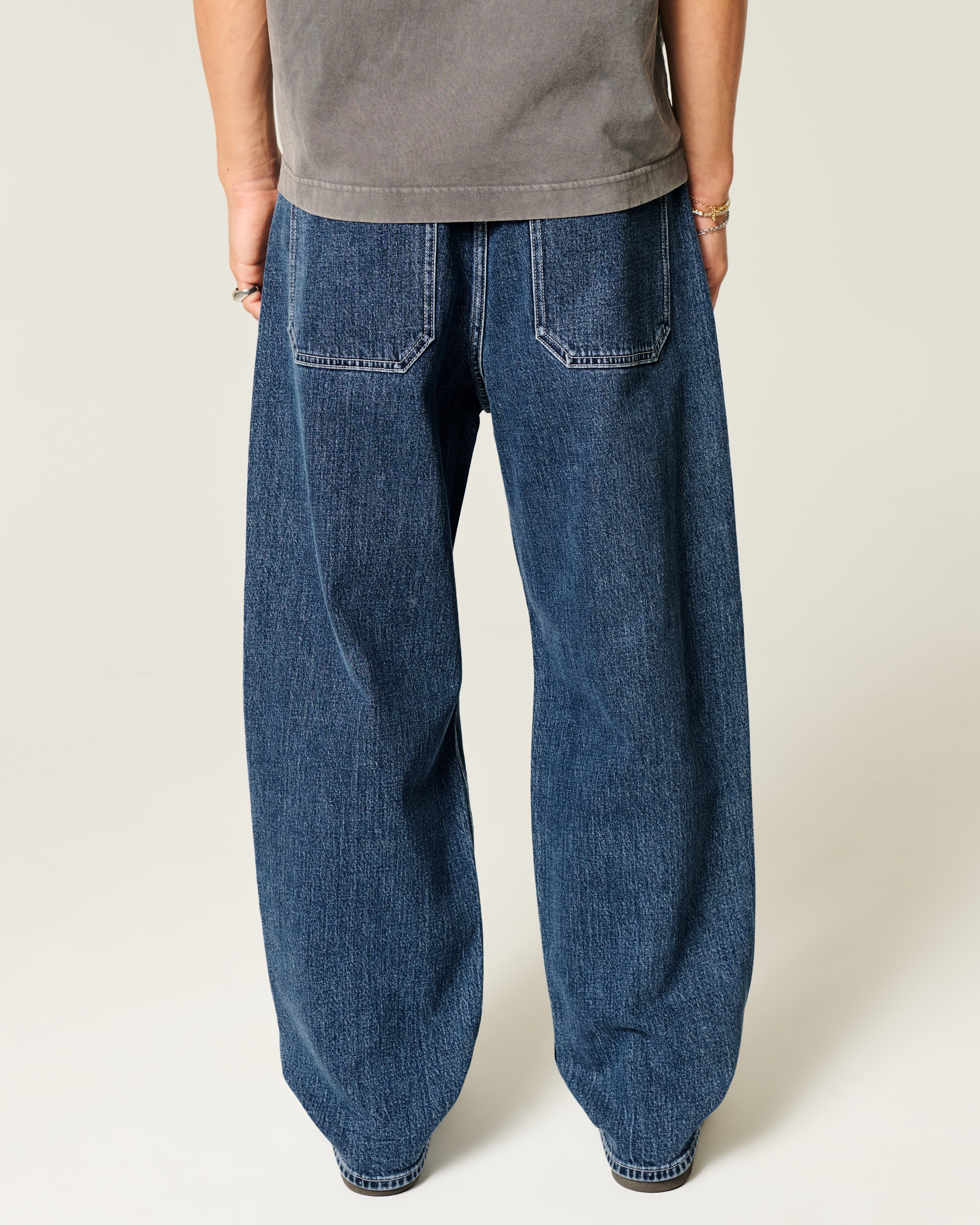 Medium Wash Star Graphic Skater Baggy Jeans