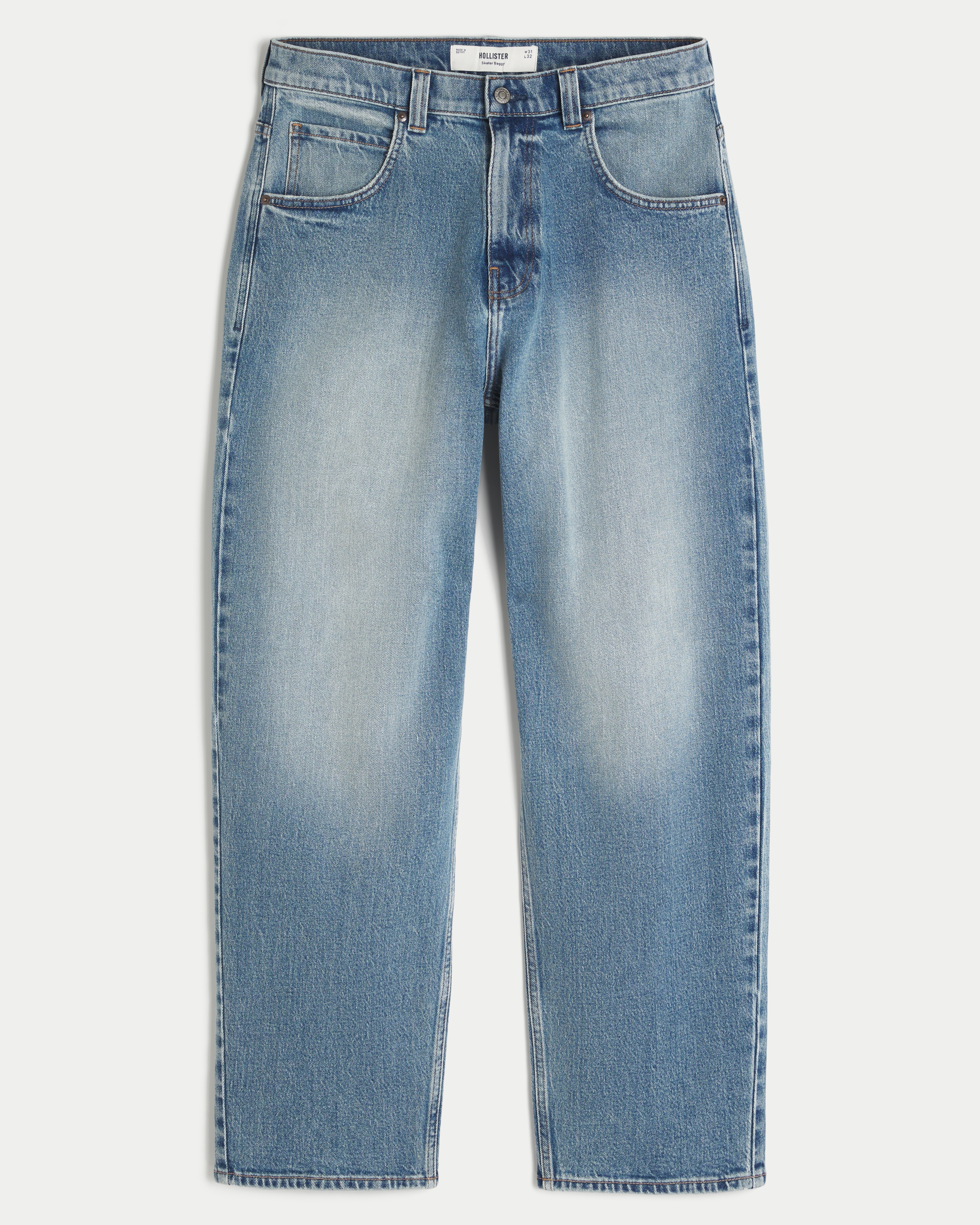 Medium Wash Skater Baggy Jeans